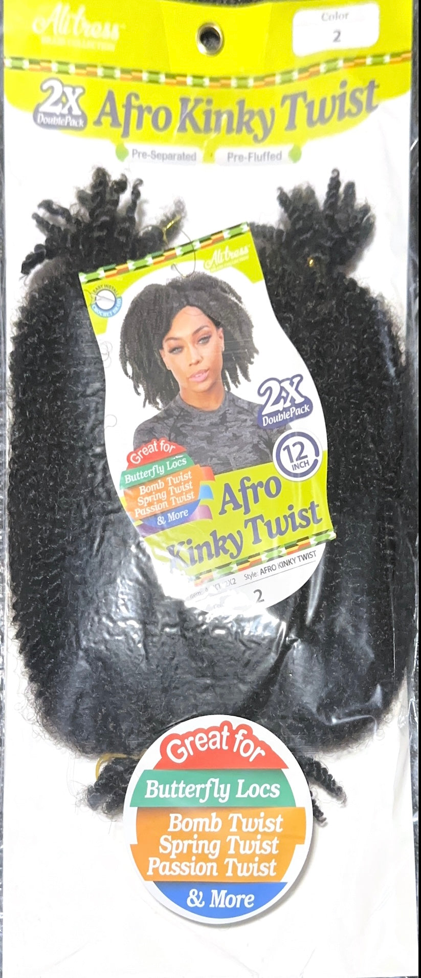 2X afro kinky twist 12"