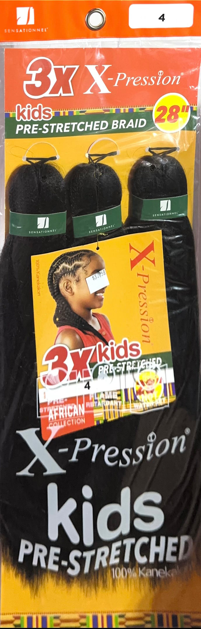kids 3X pre-stretched X-pression hair 28"