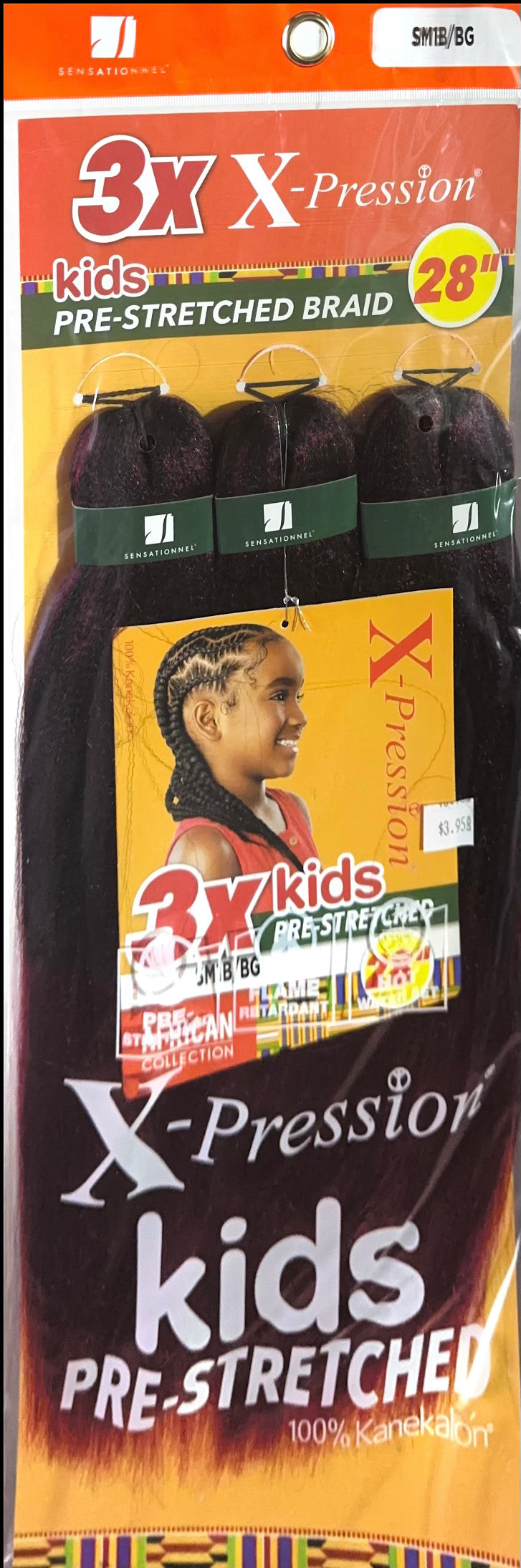 kids 3X pre-stretched X-pression hair 28"