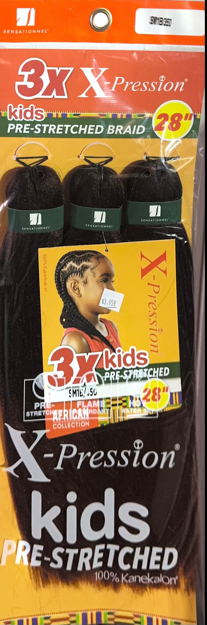 kids 3X pre-stretched X-pression hair 28"