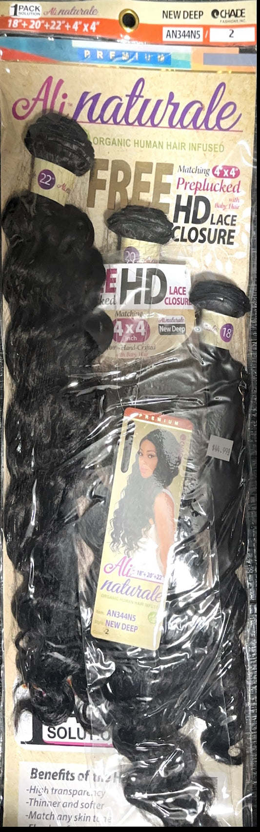 ali naturale organic human hair infused New deep 18”+20”+22”+4”x4”