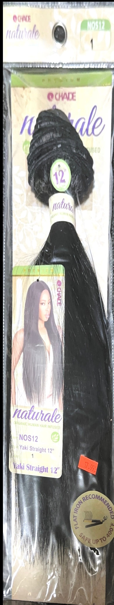 naturale organic infused human hair yaki straight 12"