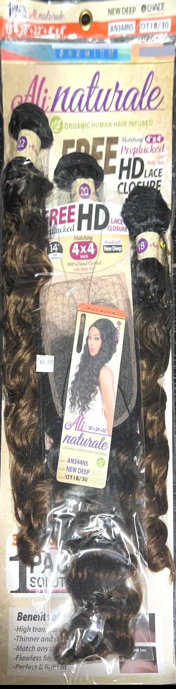 ali naturale organic human hair infused New deep 18”+20”+22”+4”x4”