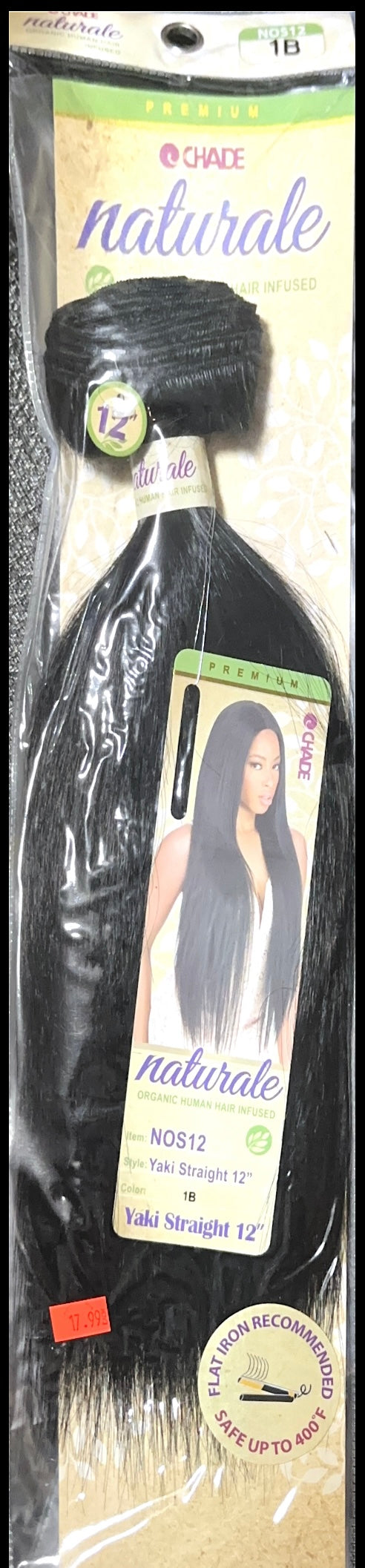 naturale organic infused human hair yaki straight 12"