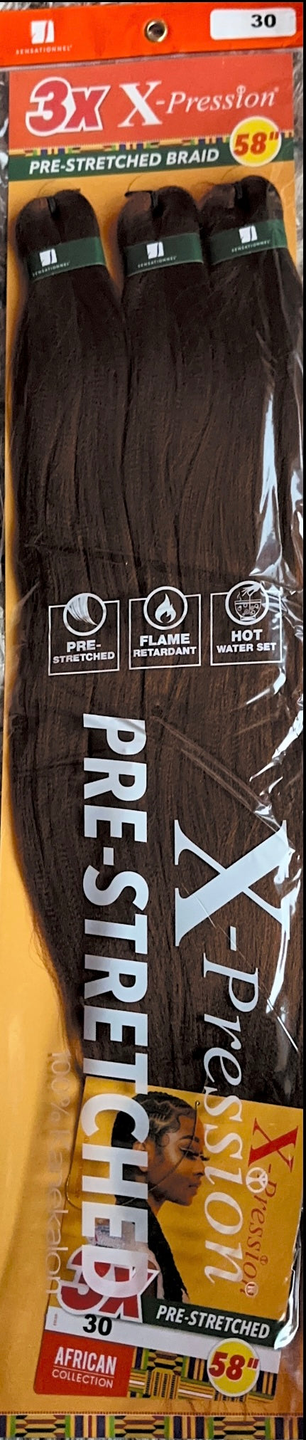 3X pre-streched X-pression 58"