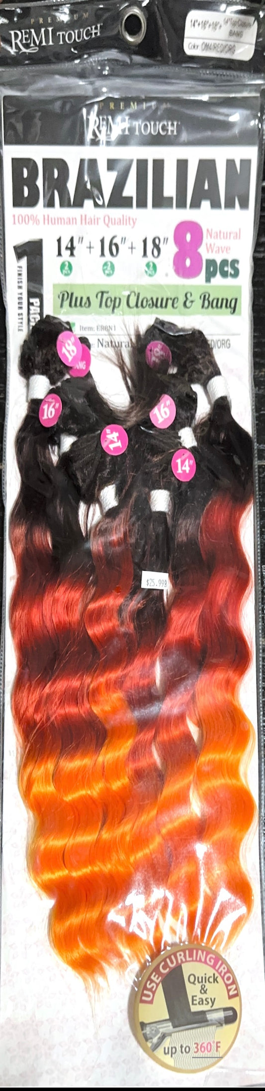 Remi touch Brazilian natural wave with top closure and bangs