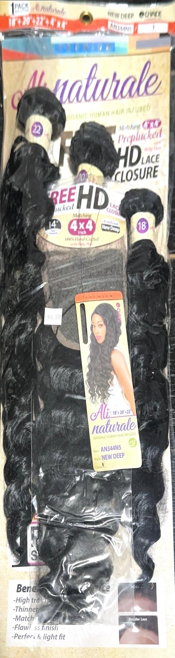 ali naturale organic human hair infused New deep 18”+20”+22”+4”x4”