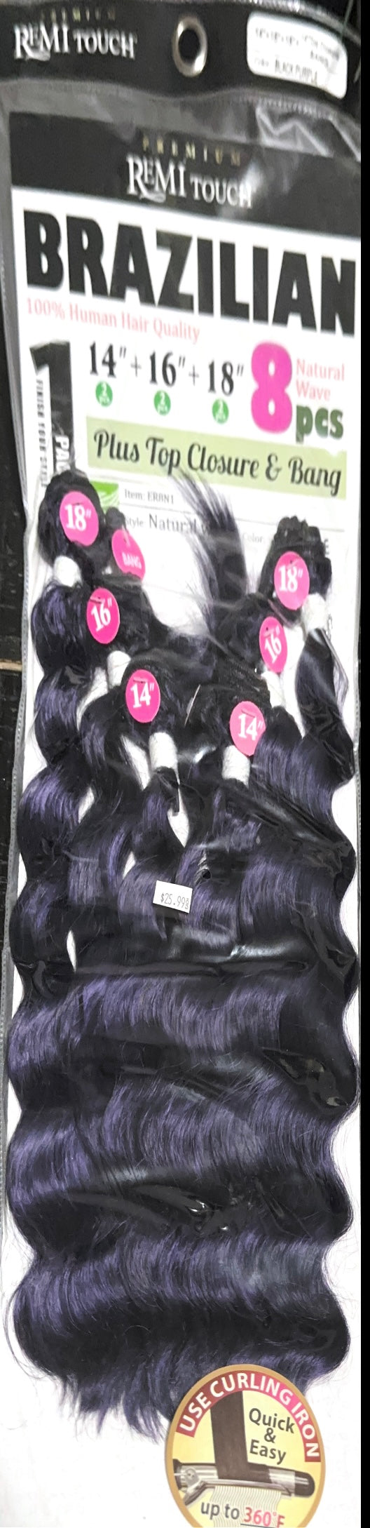 Remi touch Brazilian natural wave with top closure and bangs