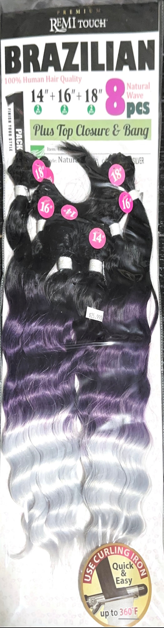 Remi touch Brazilian natural wave with top closure and bangs