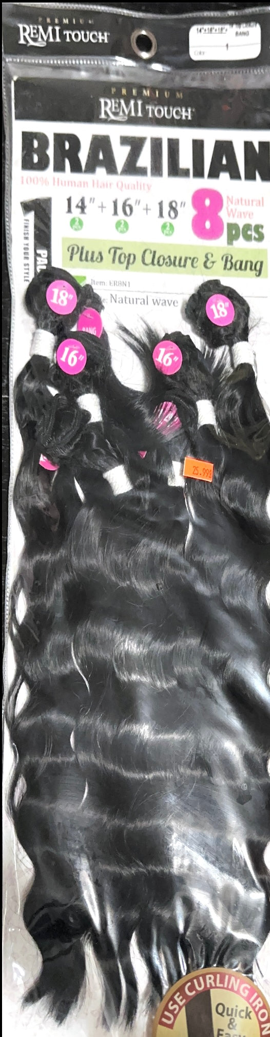 Remi touch Brazilian natural wave with top closure and bangs