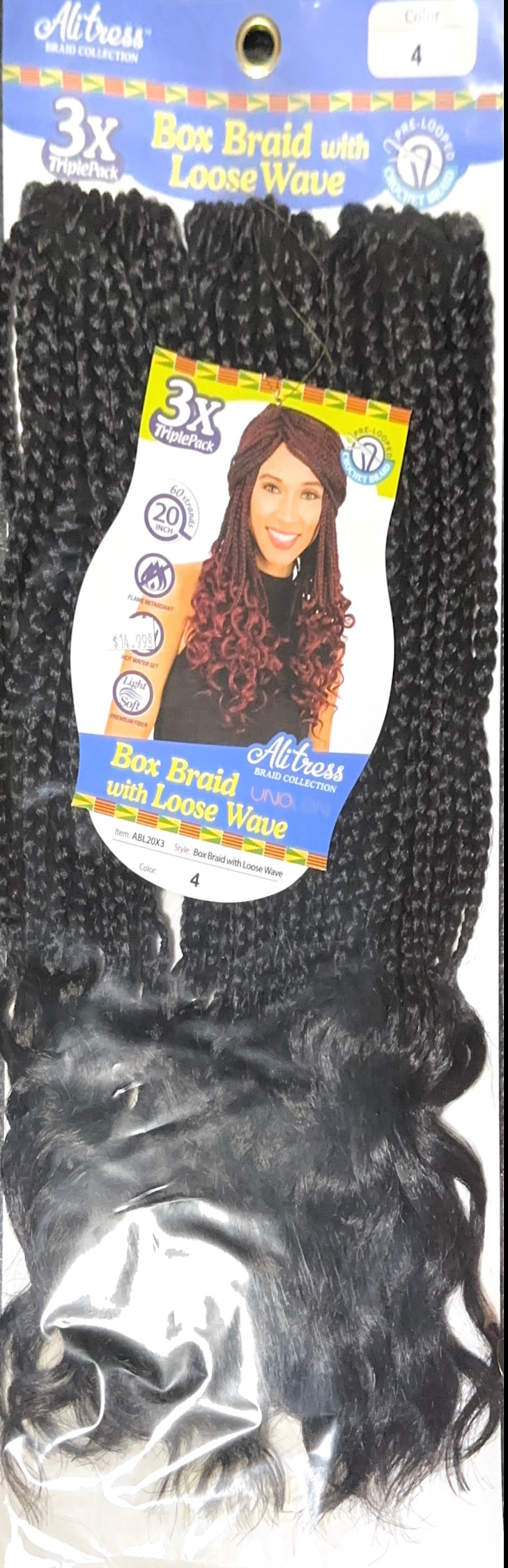 20" box braid with loose wave 3X