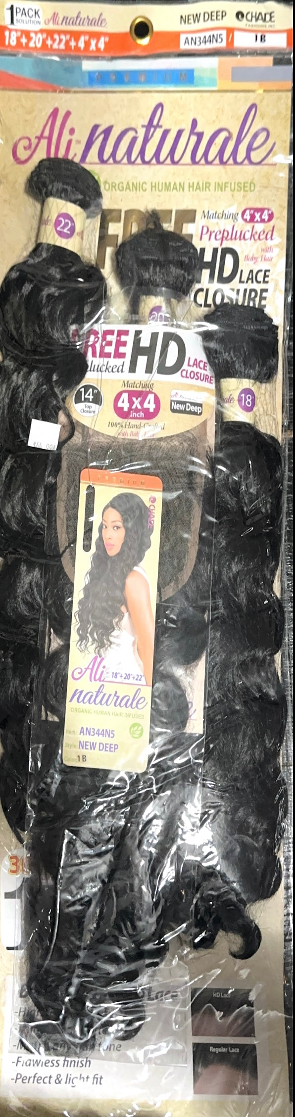 ali naturale organic human hair infused New deep 18”+20”+22”+4”x4”