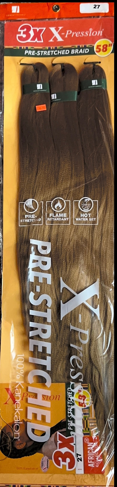 3X pre-streched X-pression 58"