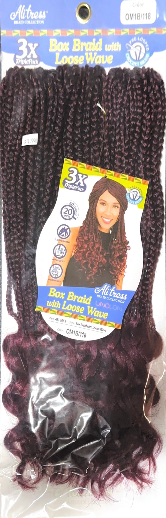 20" box braid with loose wave 3X