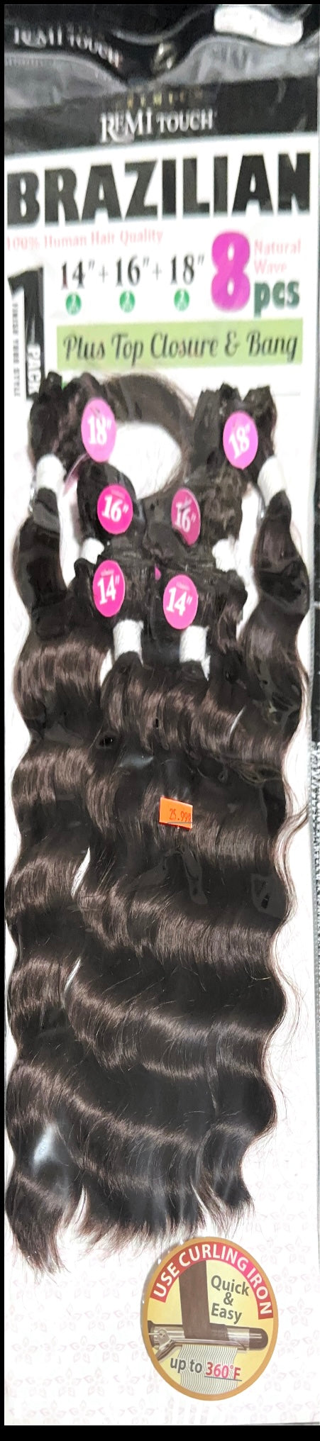 Remi touch Brazilian natural wave with top closure and bangs