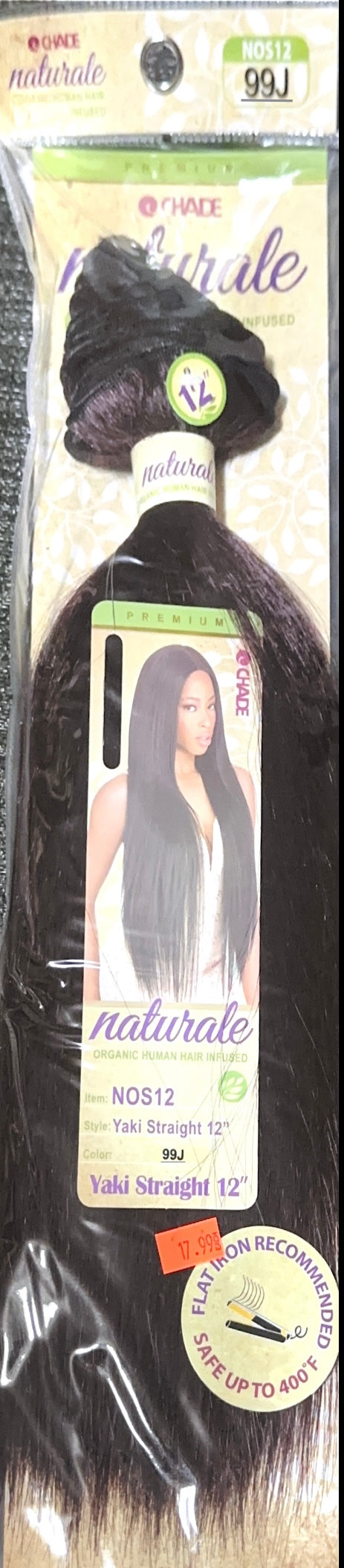 naturale organic infused human hair yaki straight 12"