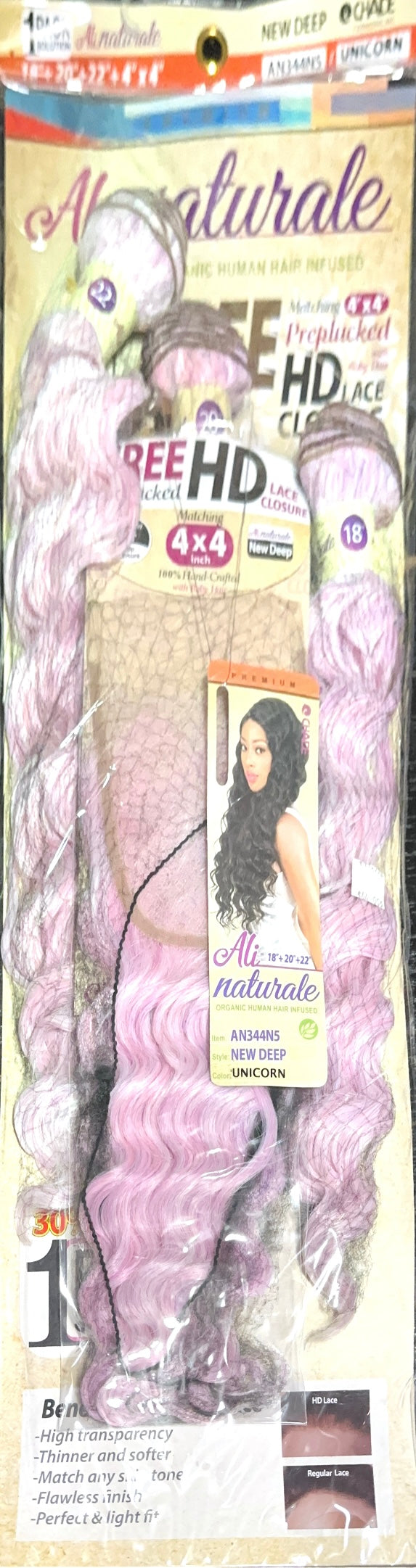 ali naturale organic human hair infused New deep 18”+20”+22”+4”x4”