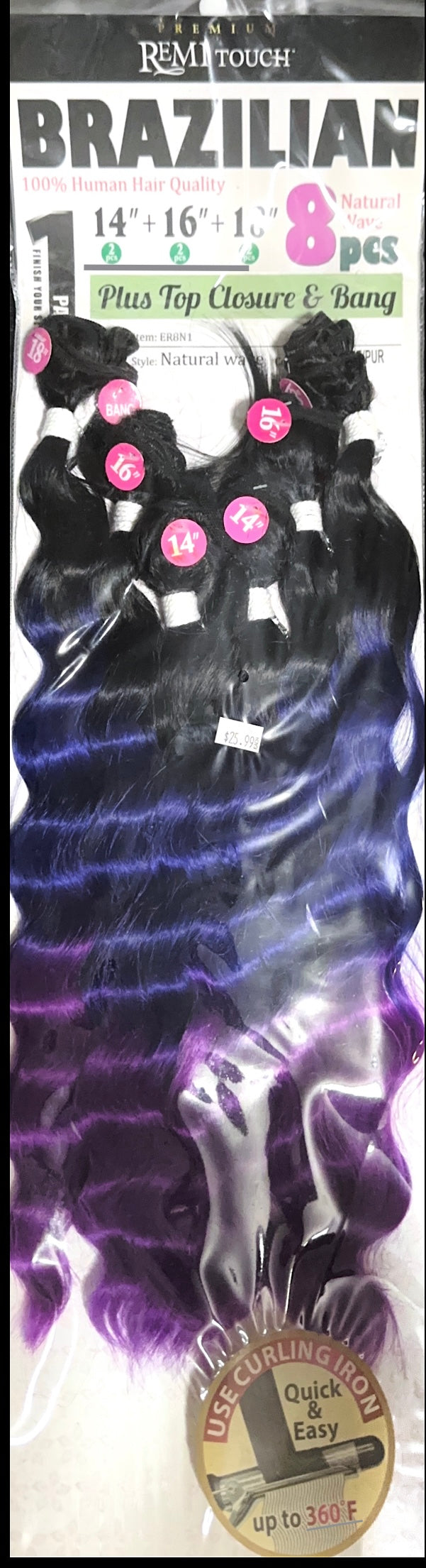 Remi touch Brazilian natural wave with top closure and bangs