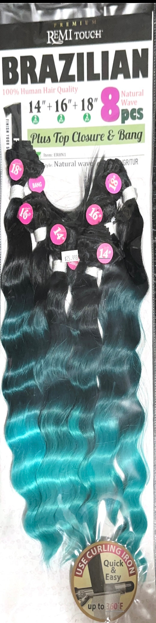 Remi touch Brazilian natural wave with top closure and bangs