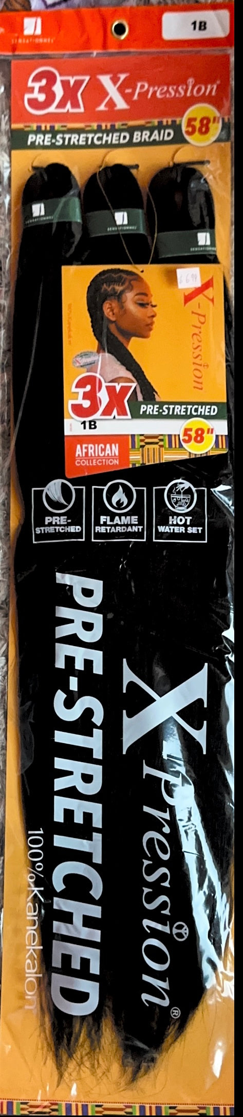 3X pre-streched X-pression 58"