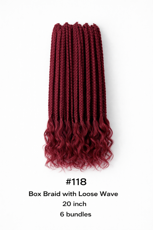 20" Crochet box braid with loose wave 6X bundle pack