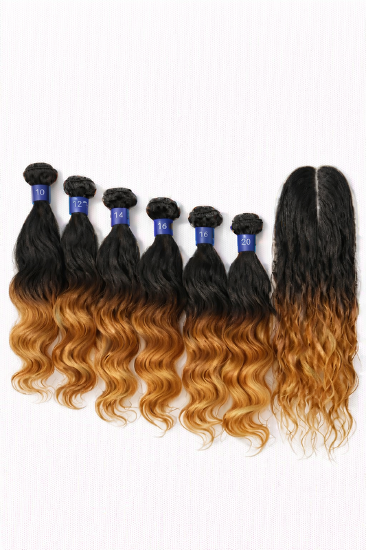 Remi touch Brazilian 100% human hair quality natural wave with top closure and bangs