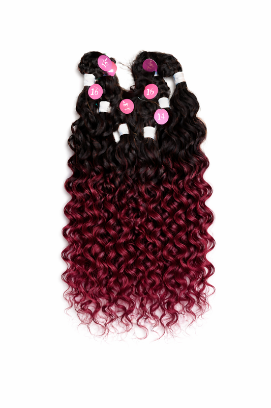 Remi touch Brazilian 8pcs bundle beach curl with top closure and bangs